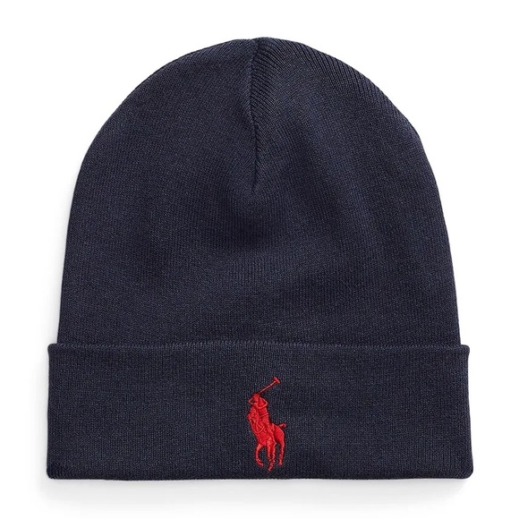 Polo Ralph Lauren Other - Polo by Ralph Lauren Dark Blue Beanie with Red Emblem